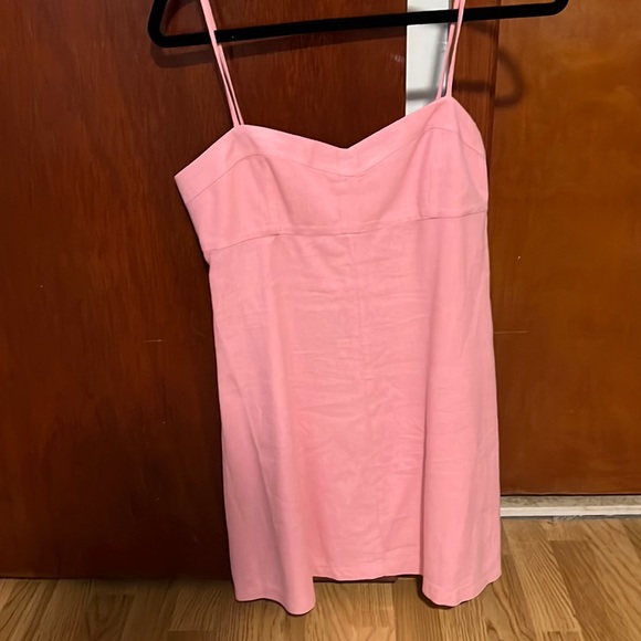 Zara Dresses & Skirts - Zara Baby Pink Linen blend Mini Dress. Inseam zipper.